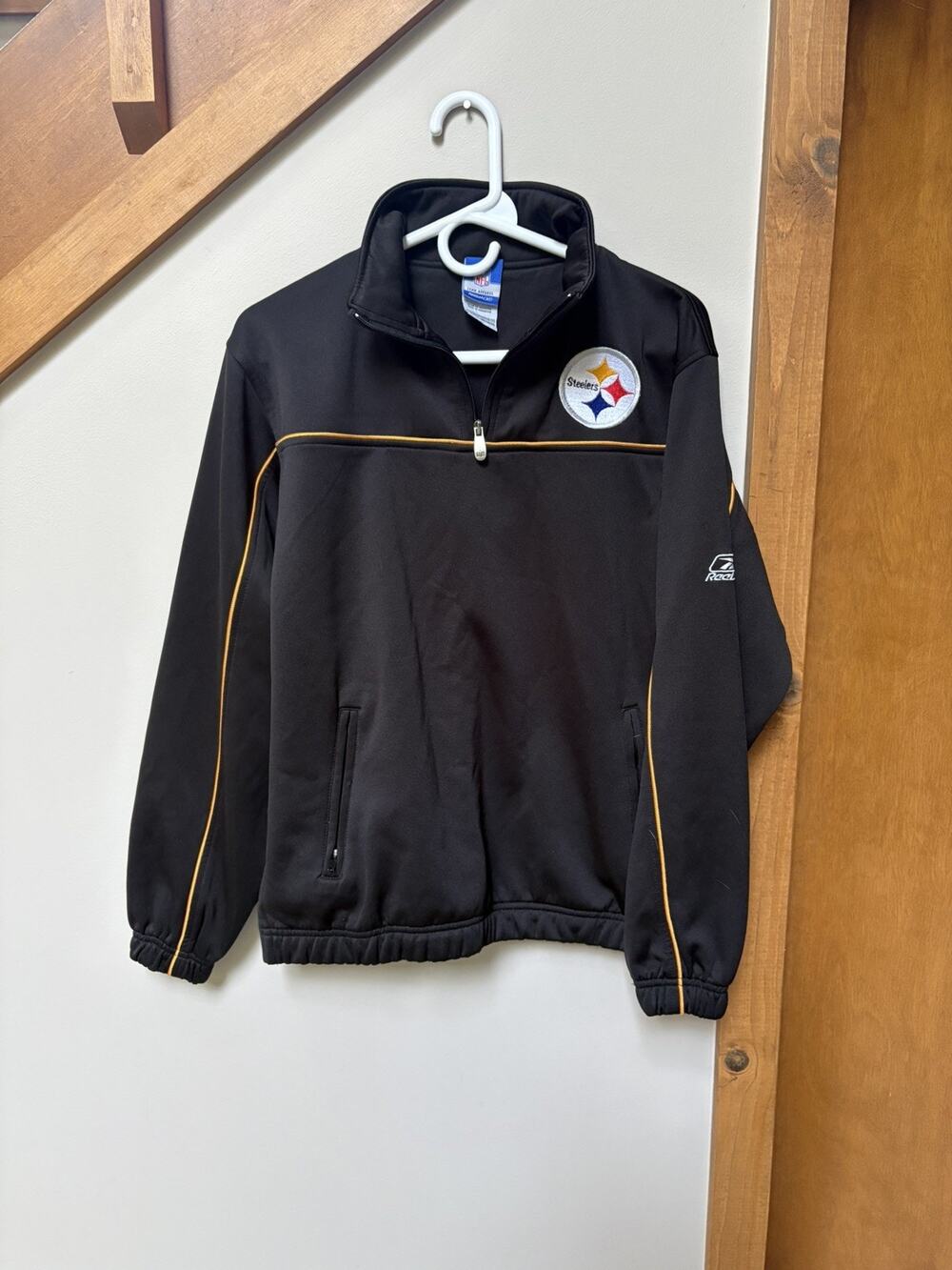 Pittsburgh Steelers Reebok Quarter Zip Men's Pullover Black Top XL (18/20)